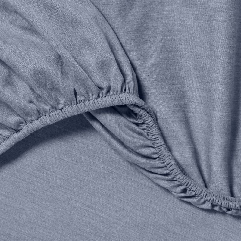 slide 4 of 4, Full Easy Care Cotton Blend Sateen Sheet Set Navy Heather - Room Essentials™: 225 Thread Count, 4-Piece, Teen & All Ages, 1 ct