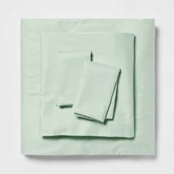 King Easy Care Cotton Blend Sateen Sheet Set Mint Dot - Room Essentials™: 225 Thread Count, OEKO-TEX Certified