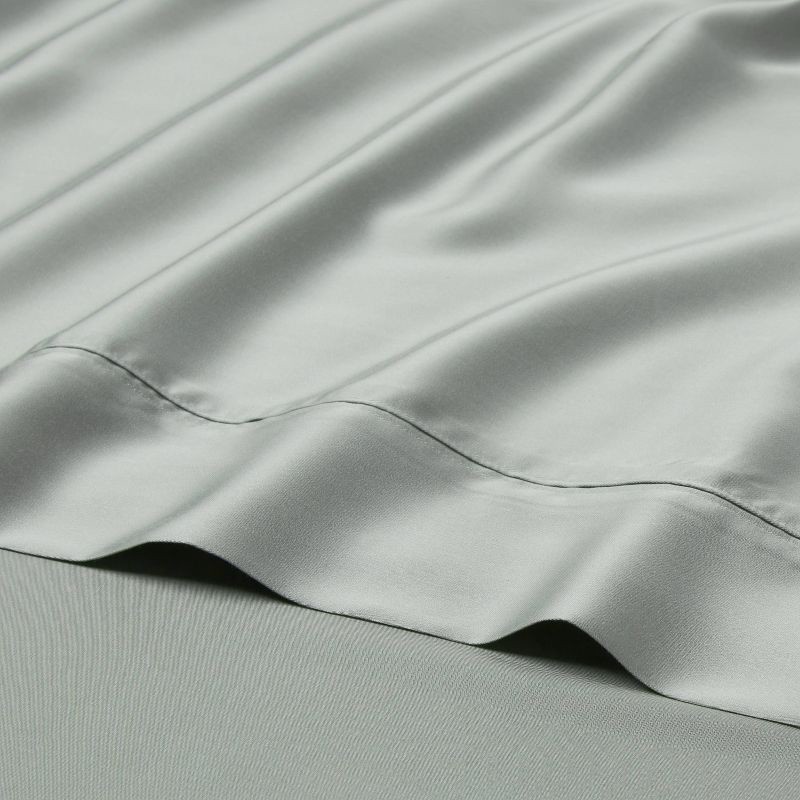 slide 3 of 4, Twin/Twin Extra Long 320 Thread Count Cool TENCEL® Lyocell Sheet Set Gray Chalk - Threshold™: Solid Sateen, 3-Piece, 18" Deep, 1 ct