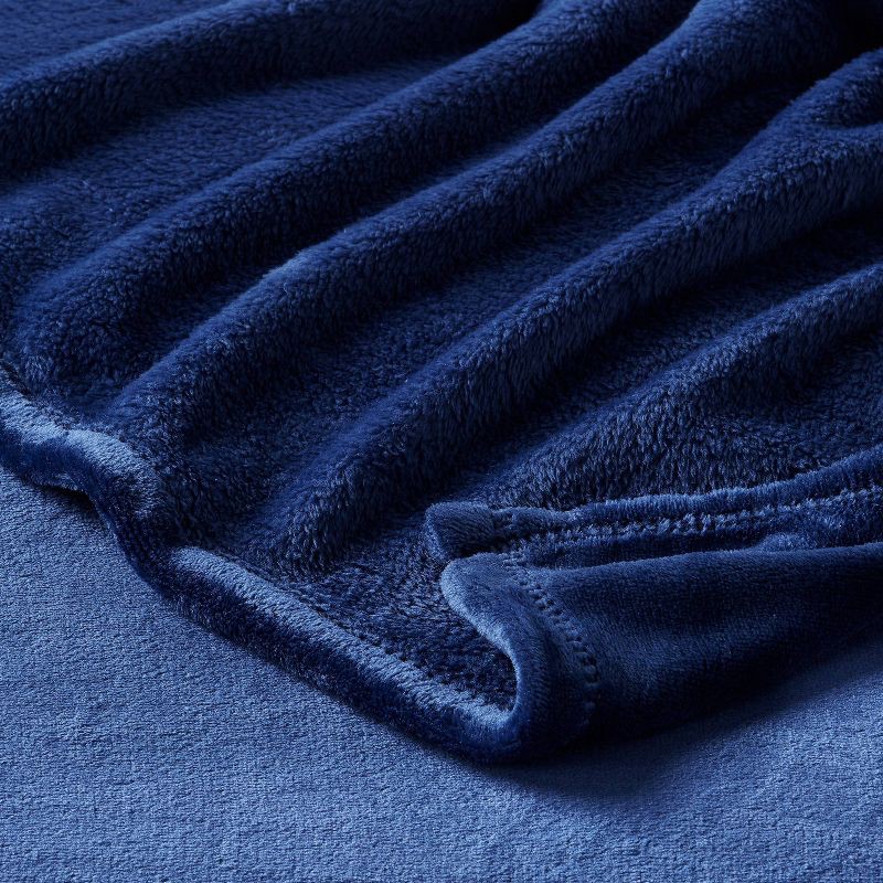 slide 3 of 3, Full/Queen Blanket Navy - Room Essentials™: Lightweight, Knitted, Machine Washable, OEKO-TEX Certified, 1 ct