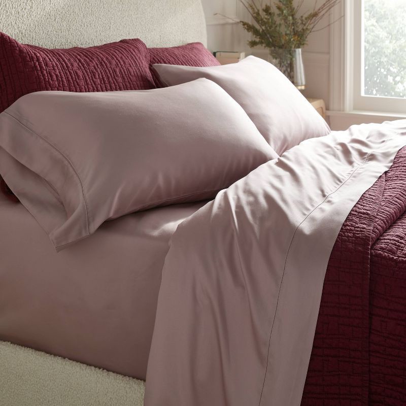 slide 2 of 4, Queen 320 Thread Count Cool TENCEL® Lyocell Sheet Set Rose Ash - Threshold™, 1 ct