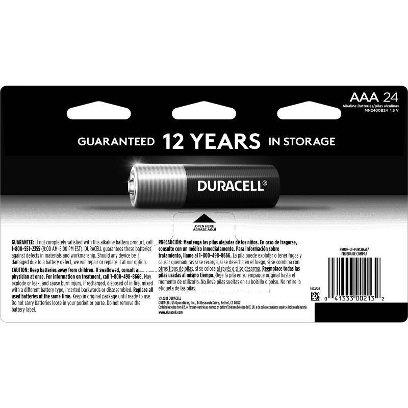 slide 6 of 6, Duracell Coppertop AAA Batteries - 24pk Alkaline Battery: Output 1.5V, Single-Use, 24 ct