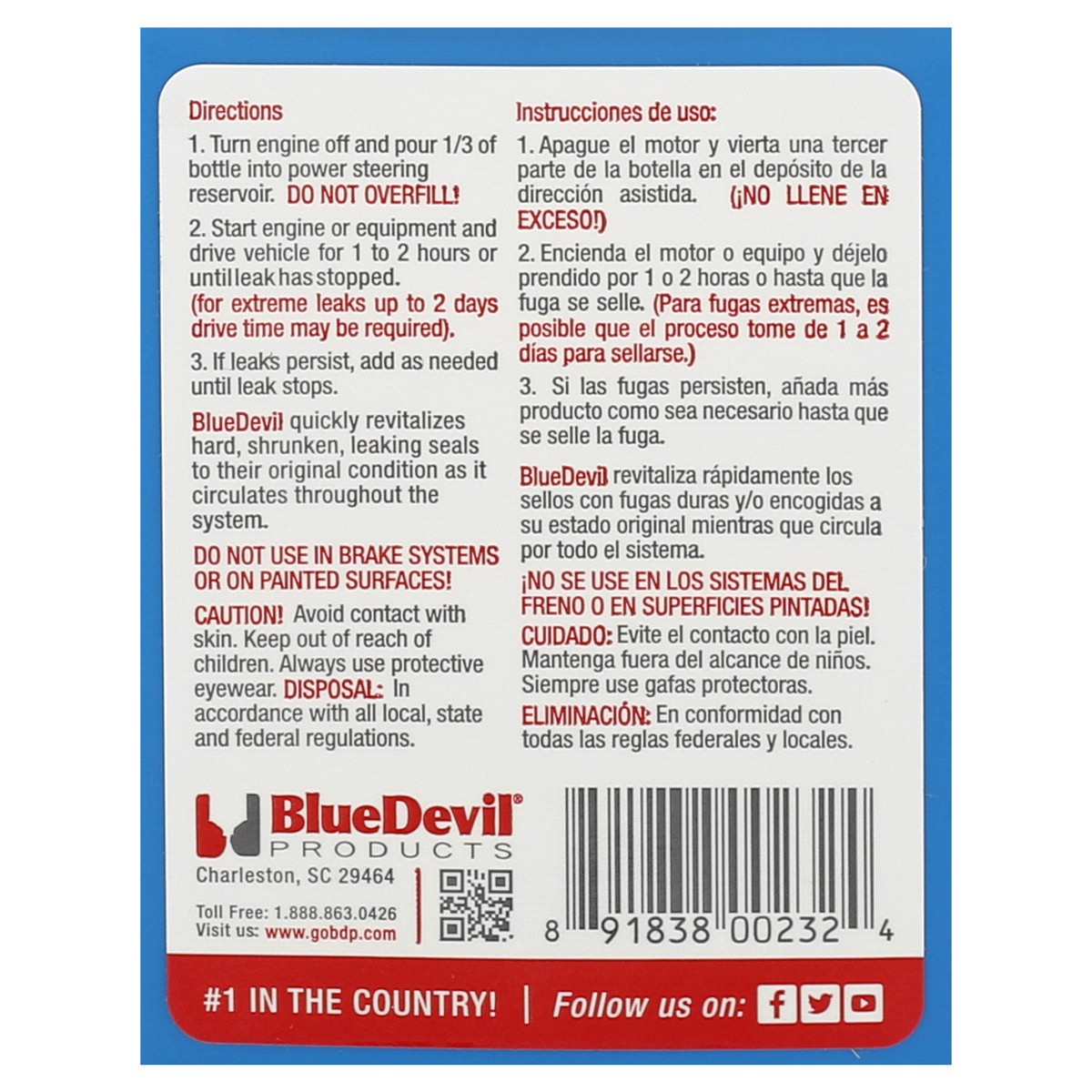 slide 2 of 2, BlueDevil Power Steering Stop Leak, 8 oz