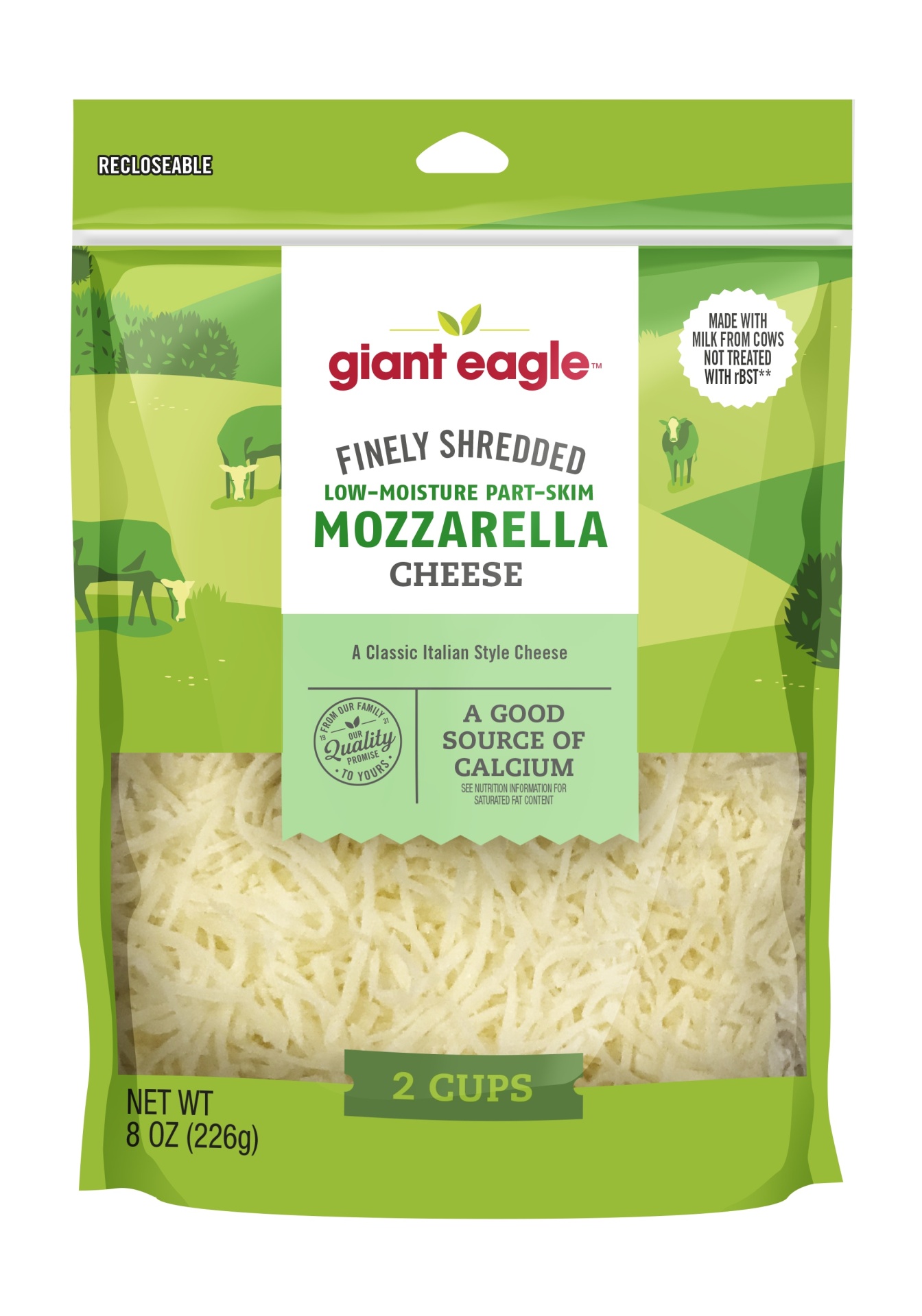 slide 1 of 1, Giant Eagle Fancy Shredded Part-Skim Mozzarella String Cheese, 8 oz