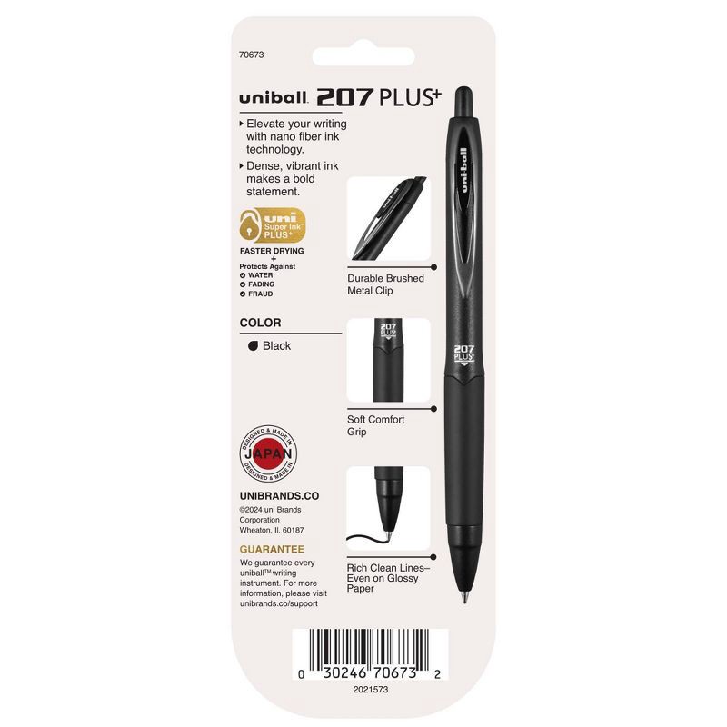 slide 7 of 8, uniball 3pk 207 Plus+ Gel Pen 0.7mm Medium Point Black Ink: Signo 207 Gel Pens, Stationery, Office Supplies, 3 ct