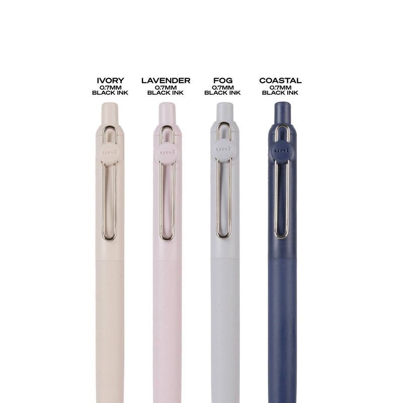 slide 4 of 7, uniball 4pk Zento Retractable Liquid Gel Pens Medium Point 0.7mm Muted Black: Retractable Rollerball, Quick Drying, Stationery, 4 ct