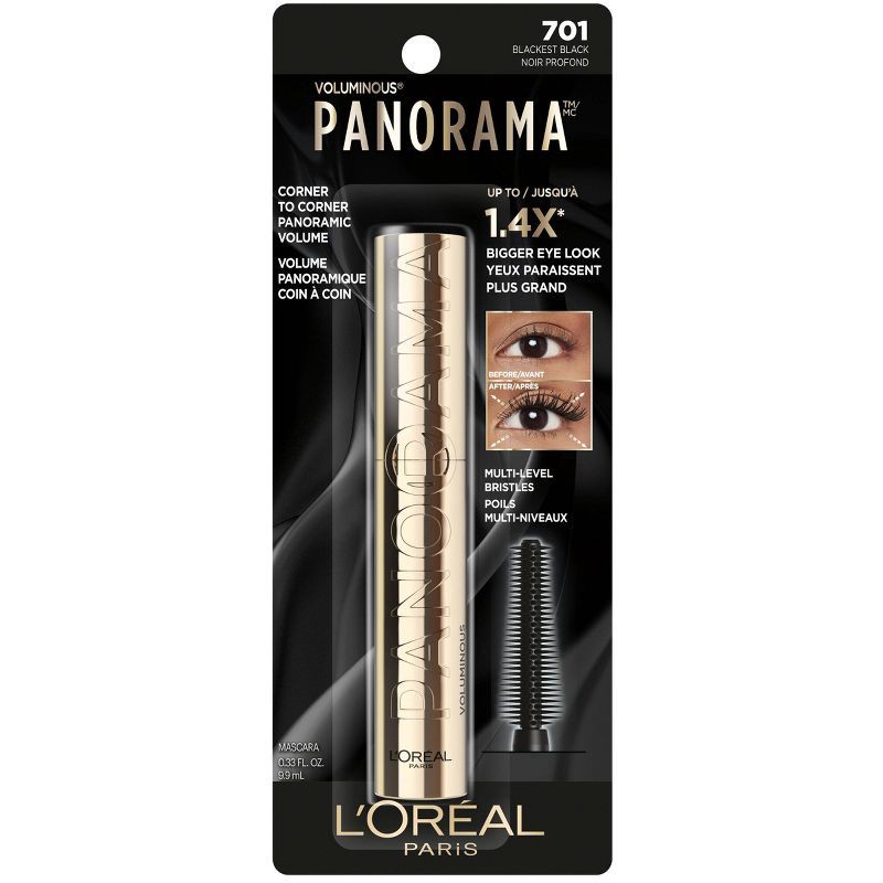 slide 8 of 8, L'Oreal Paris Voluminous Panorama Volumizing and Lengthening Mascara - 701 Blackest Black - 0.33 fl oz, 0.33 fl oz