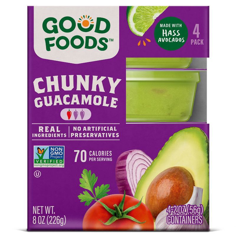 slide 5 of 9, Good Foods Chunky Guacamole - 8oz/4ct, 4 ct; 8 oz