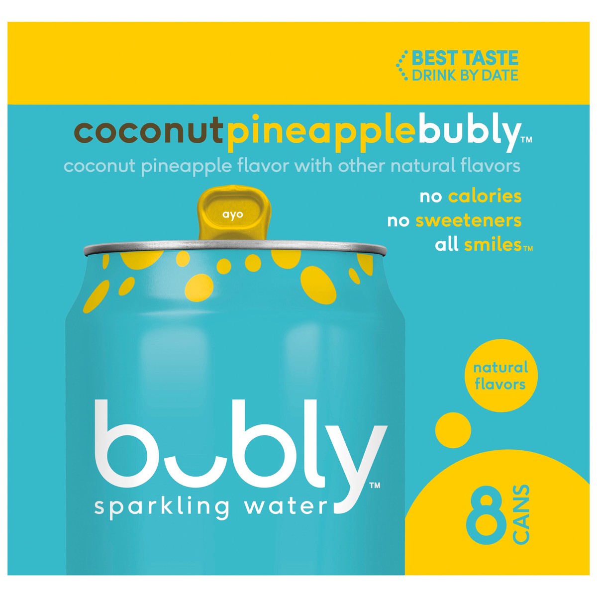 slide 10 of 11, bubly Sparkling Water Coconut Pineapple, 8 ct; 12 fl oz