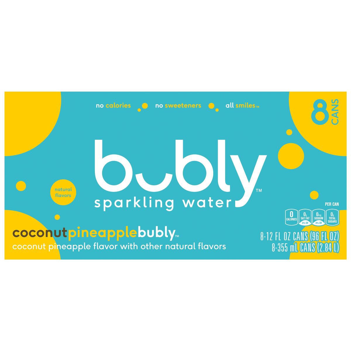 slide 8 of 11, bubly Sparkling Water Coconut Pineapple, 8 ct; 12 fl oz