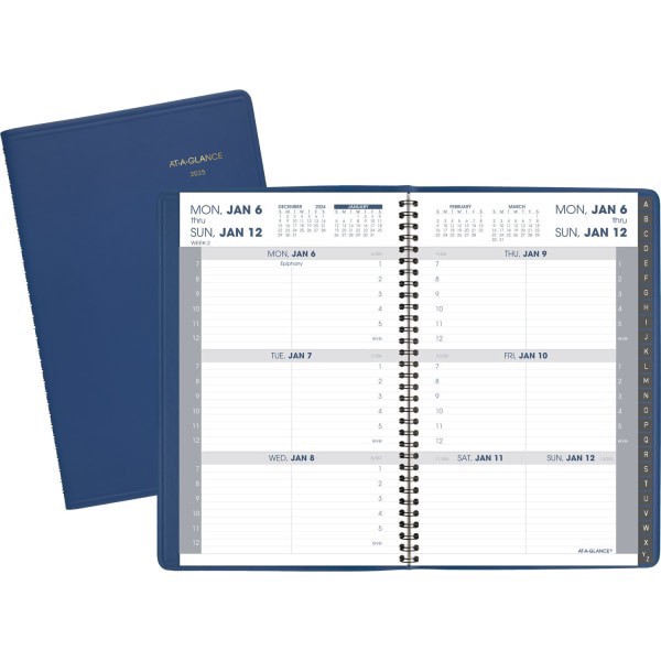 slide 3 of 3, 2025 At-A-Glance Weekly Appointment Book Planner, 5"" X 8""?, Blue, January To December, 7010820, 1 ct