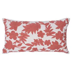 Haven + Key Floral Embroidered Lumbar Throw Pillow - Clay