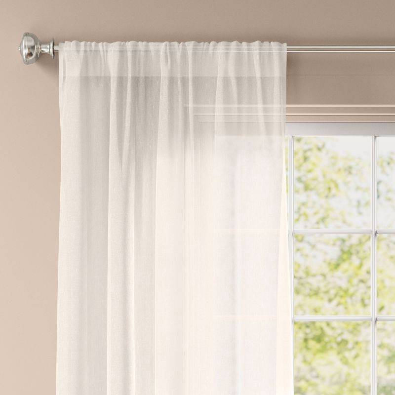slide 1 of 6, 54"x84" Light Filtering Textural Sheer Curtain Panel Ivory - Threshold™: Solid, Recycled Polyester, Rod Pocket, 1 ct