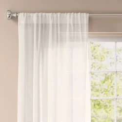 54"x84" Light Filtering Textural Sheer Curtain Panel Ivory - Threshold™: Solid, Recycled Polyester, Rod Pocket