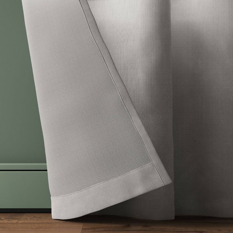 slide 3 of 4, 34"x63" Light Filtering Pebble Satin Curtain Panel with Pinch Pleat Gray - Threshold™: Luxury Woven Indoor Decor, 1 ct
