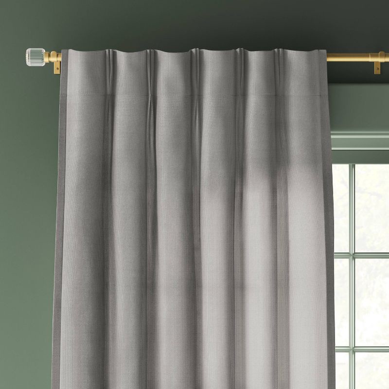 slide 1 of 4, 34"x63" Light Filtering Pebble Satin Curtain Panel with Pinch Pleat Gray - Threshold™: Luxury Woven Indoor Decor, 1 ct