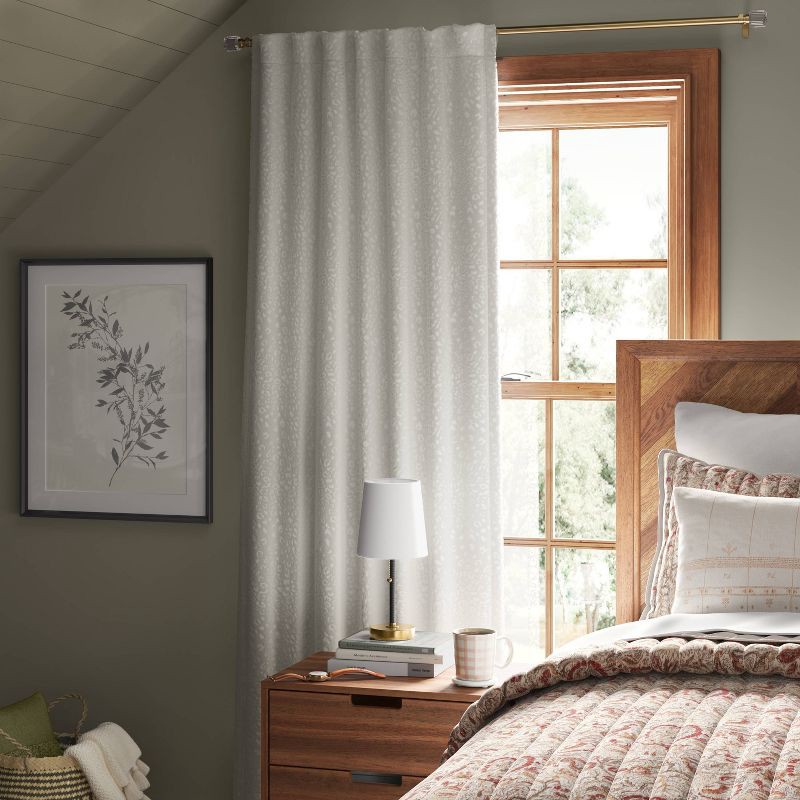 slide 2 of 7, 50"x84" Blackout Embossed Velvet Curtain Panel Ivory - Threshold™: Tiger Print, Recycled Polyester, UV Protection, 1 ct