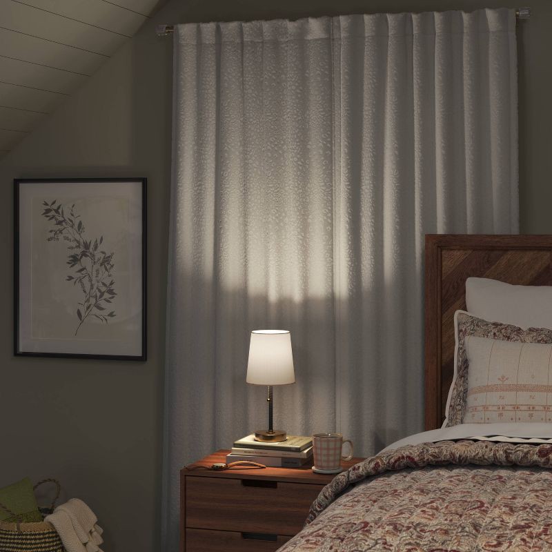 slide 3 of 7, 50"x84" Blackout Embossed Velvet Curtain Panel Ivory - Threshold™: Tiger Print, Recycled Polyester, UV Protection, 1 ct