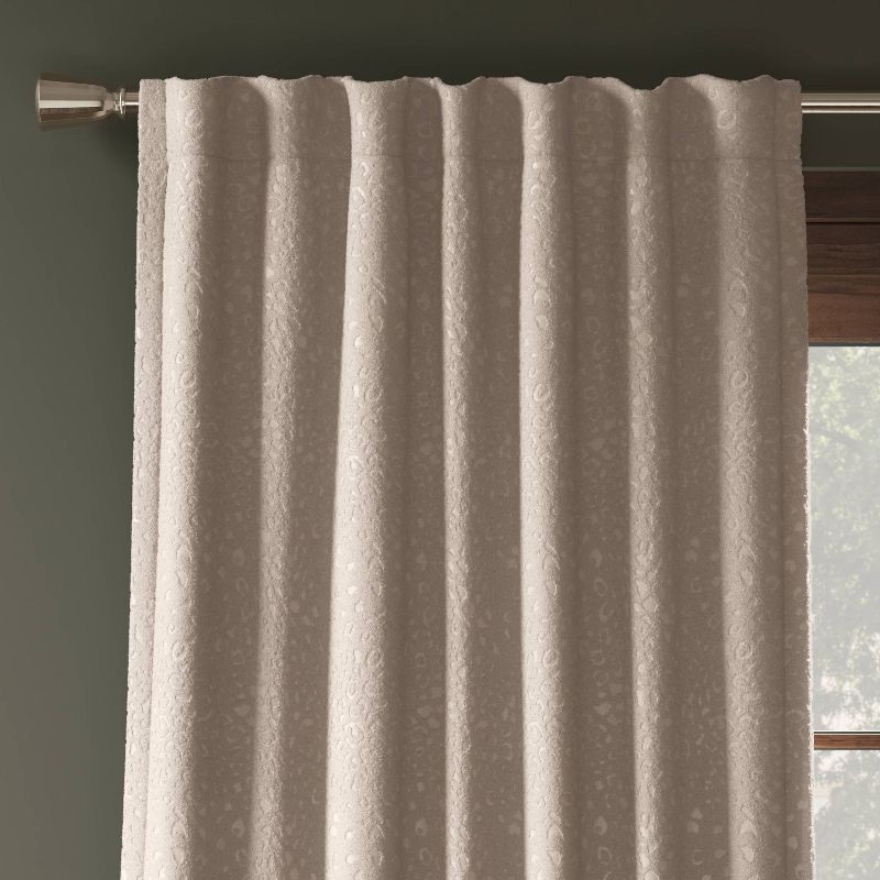 slide 1 of 5, 50"x63" Blackout Embossed Velvet Curtain Panel Brown - Threshold™, 1 ct