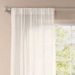 54"x63" Light Filtering Textural Sheer Curtain Panel Ivory - Threshold™: Solid, Recycled Polyester, Rod Pocket, UV Protection
