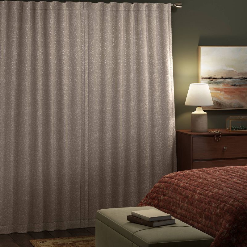slide 3 of 7, 50"x84" Blackout Embossed Velvet Curtain Panel Brown - Threshold™: Tiger Print, UV Protection, Rod Pocket, Indoor Use, 1 ct