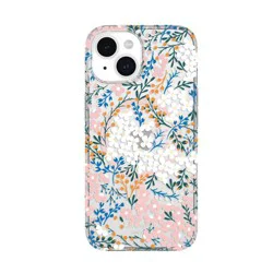 Kate Spade New York iPhone16e/iPhone 15/iPhone 14/iPhone 13 Protective Case with MagSafe - Rose & Green Floral with Gems