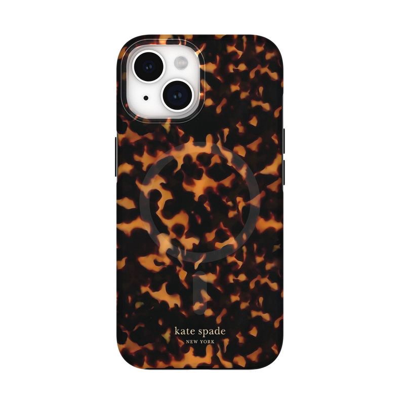 slide 1 of 4, Kate Spade New York iPhone16e/iPhone 15/iPhone 14/iPhone 13 Protective Case with MagSafe - Transparent Tortoise: Animal Print, TPU Material, 1 ct
