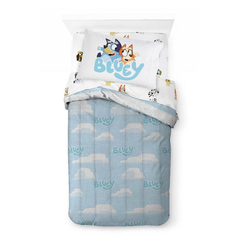 slide 3 of 4, Bluey Twin Kids' Comforter White/Blue, 1 ct