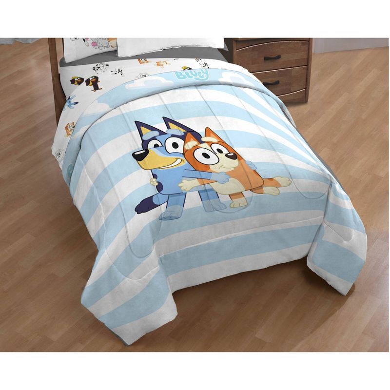 slide 1 of 4, Bluey Twin Kids' Comforter White/Blue, 1 ct