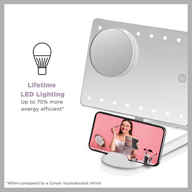 slide 9 of 15, Conair LED Hollywood Lighted Social Media Makeup Mirror - White, 1 ct