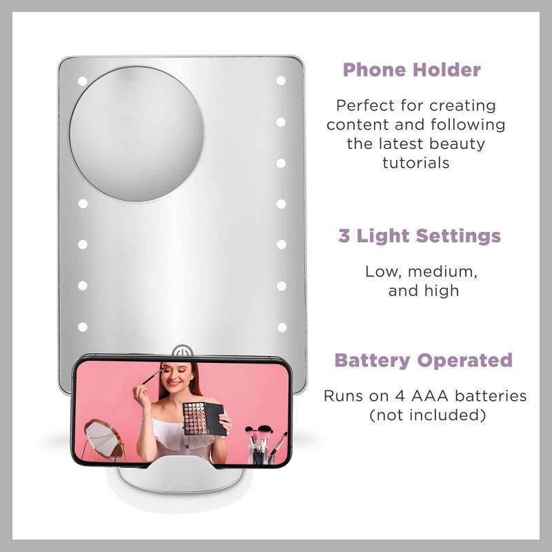slide 10 of 15, Conair LED Hollywood Lighted Social Media Makeup Mirror - White, 1 ct