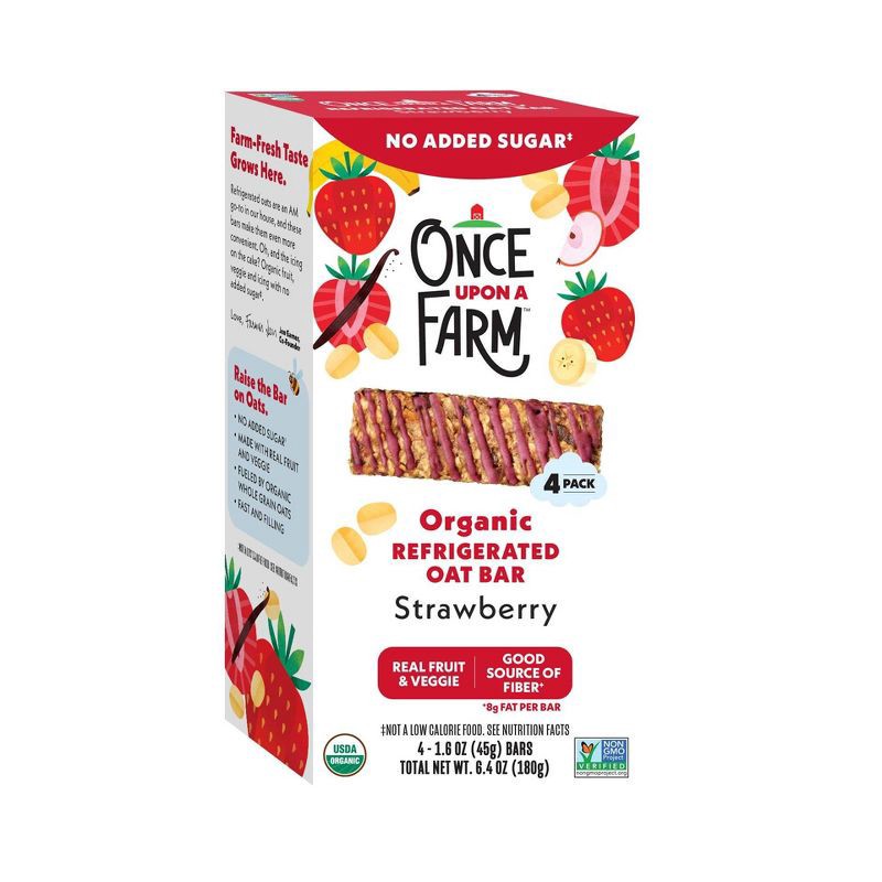 slide 1 of 6, Once Upon a Farm Strawberry Organic Refrigerated Oat Bar - 6.4oz/4ct, 4 ct; 6.4 oz