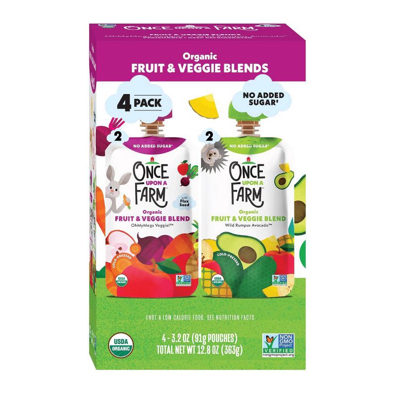 slide 1 of 8, Once Upon a Farm Fruit & Veggie Variety Pack - 12.8oz/4ct, 4 ct; 12.8 oz