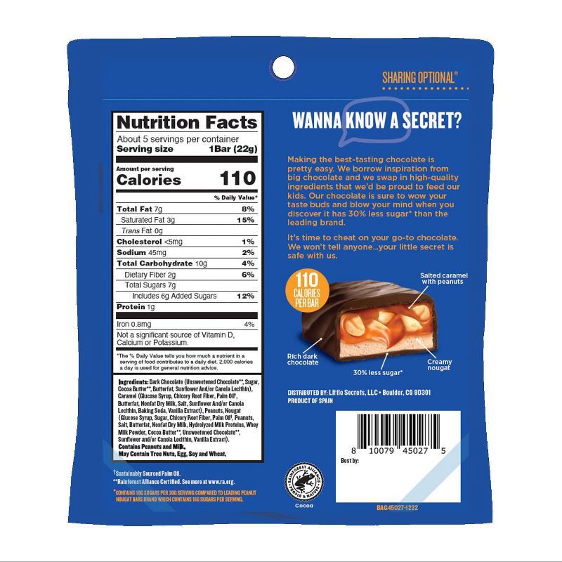 slide 4 of 4, Little Secrets Peanut Caramel Nougat Bars in Dark Chocolate - 3.9oz/5ct, 3.9 oz, 5 ct