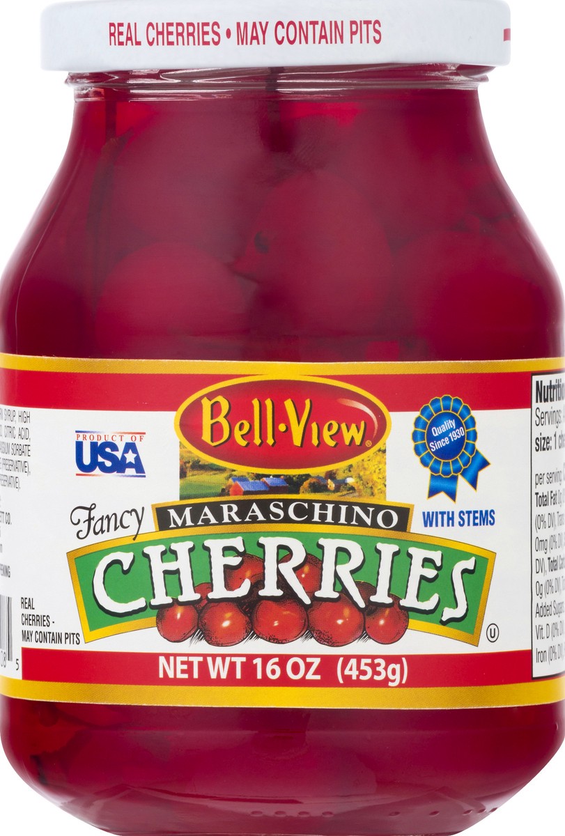 slide 4 of 13, Bell-View Fancy Maraschino with Stems Cherries 16 oz, 16 oz