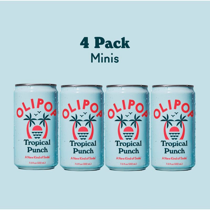 slide 4 of 8, OLIPOP Tropical Punch Prebiotic Soda - 4ct/7.5 fl oz Mini Cans, 4 ct; 7.5 fl oz