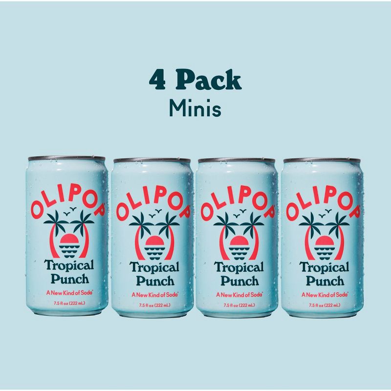 slide 4 of 8, OLIPOP Tropical Punch Prebiotic Soda - 4ct/7.5 fl oz, 4 ct; 7.5 fl oz