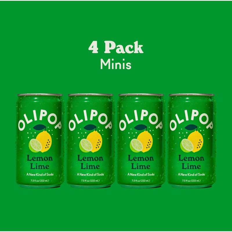 slide 5 of 10, OLIPOP Lemon Lime Prebiotic Soda - 4ct/7.5 fl oz Mini Cans, 4 ct; 7.5 fl oz