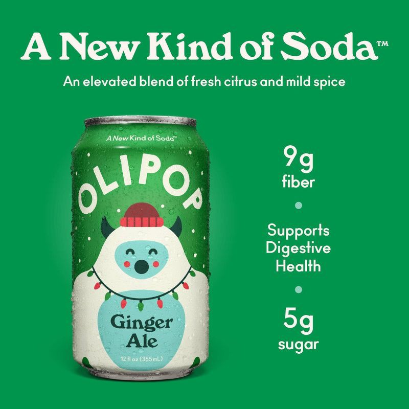 slide 2 of 6, OLIPOP Ginger Ale Prebiotic Soda - 12 fl oz Can, 12 fl oz