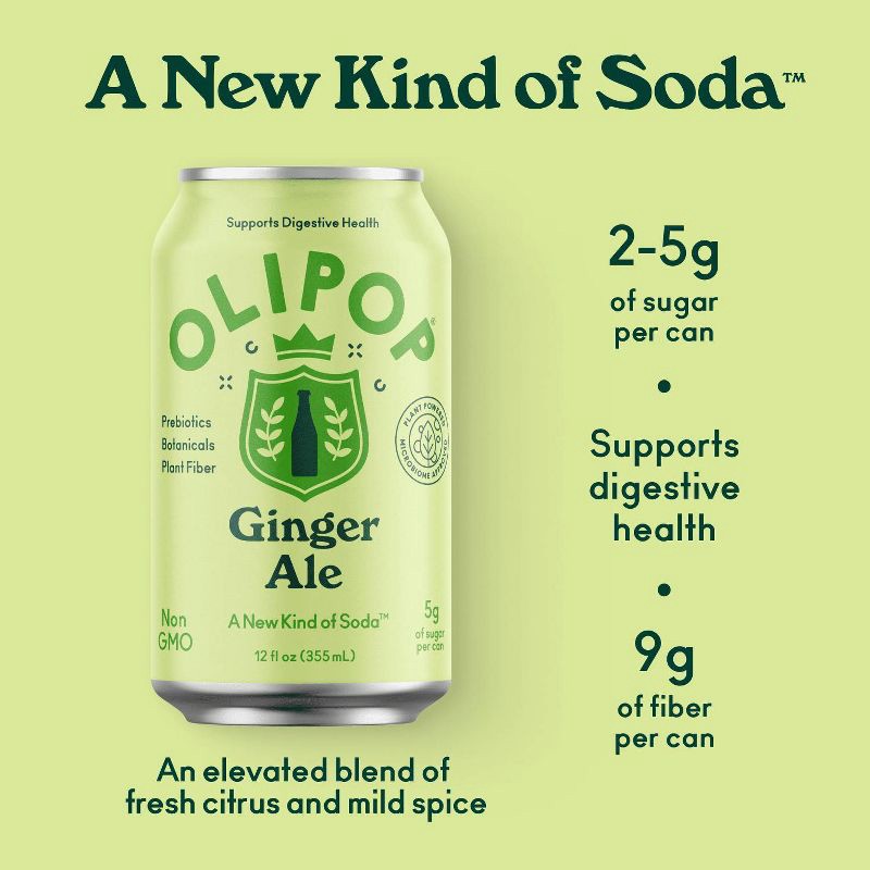 slide 6 of 11, OLIPOP Ginger Ale Prebiotic Soda - 12 fl oz Can, 12 fl oz