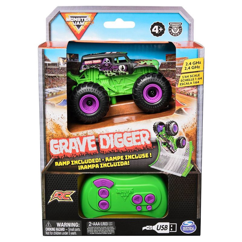 slide 2 of 9, Monster Jam Grave Digger RC Monster Truck 1:64 Scale, 1 ct