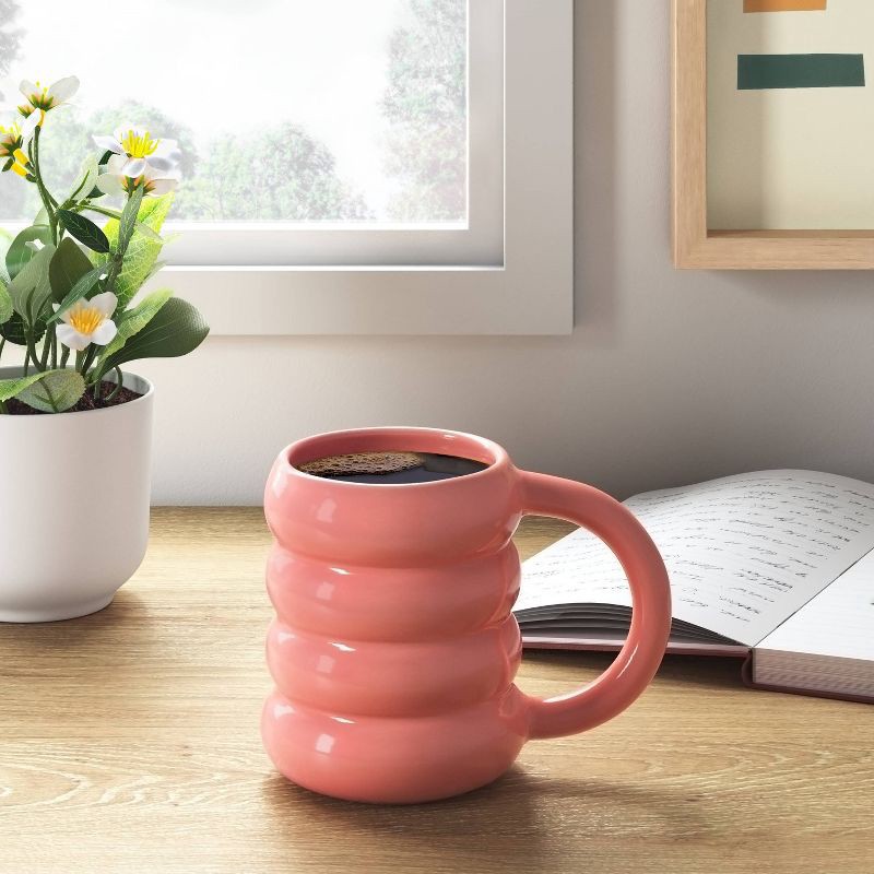 slide 2 of 3, 13oz Stoneware Artisan Mug Coral - Room Essentials™: Coffee Cup, Microwave & Dishwasher Safe, Hot/Cold Beverages, 13 oz