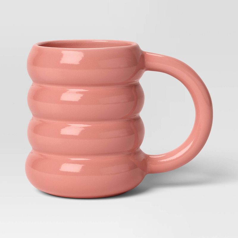 slide 1 of 3, 13oz Stoneware Artisan Mug Coral - Room Essentials™: Coffee Cup, Microwave & Dishwasher Safe, Hot/Cold Beverages, 13 oz