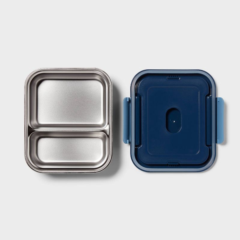 slide 3 of 4, Kids' Stars Bento Box Dark Blue - Pillowfort™: Leakproof Lunchbox, Stainless Steel, Ages 1-15, Hand Wash, 1 ct