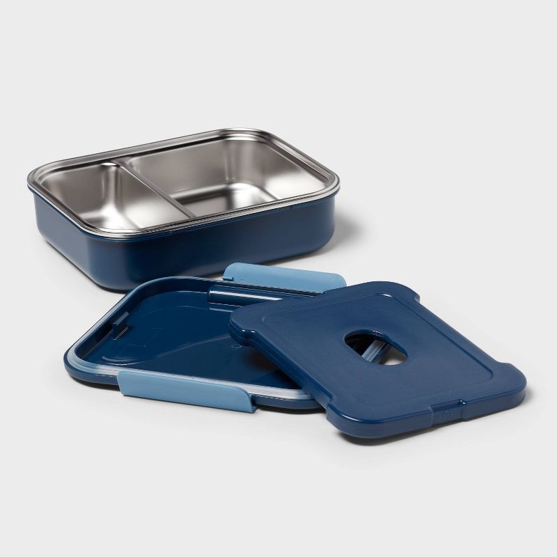 slide 4 of 4, Kids' Stars Bento Box Dark Blue - Pillowfort™: Leakproof Lunchbox, Stainless Steel, Ages 1-15, Hand Wash, 1 ct