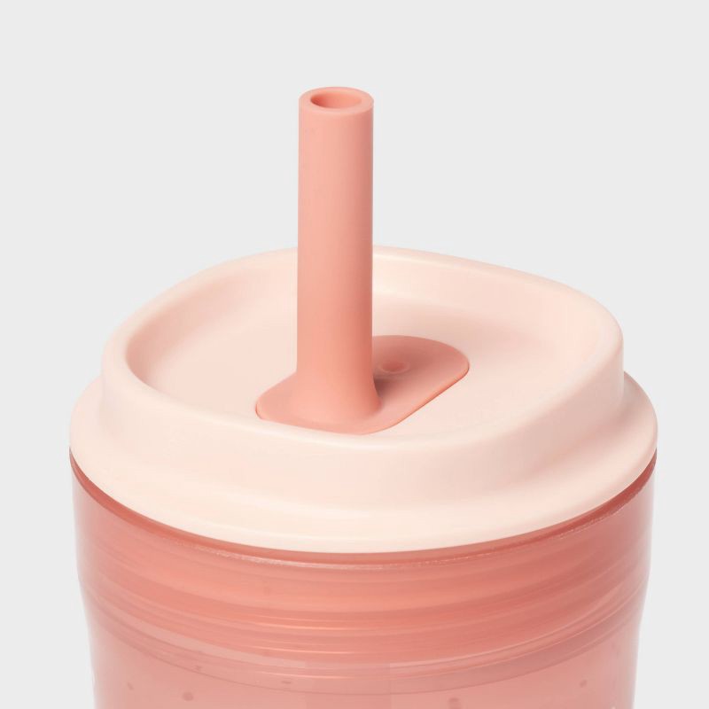 slide 3 of 3, Kids' 14oz 2pk Unicorn Single Wall Recycled Straw Tumblers Pink - Pillowfort™: Toddler Straw Cup, Dishwasher-Safe, 2 ct; 14 oz