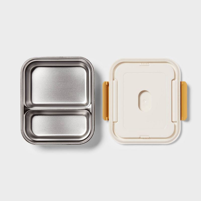 slide 3 of 4, Kids' Flowers Bento Box Cream - Pillowfort™: Leakproof Lunchbox for Kids, Plastic & Stainless Steel, 1 ct