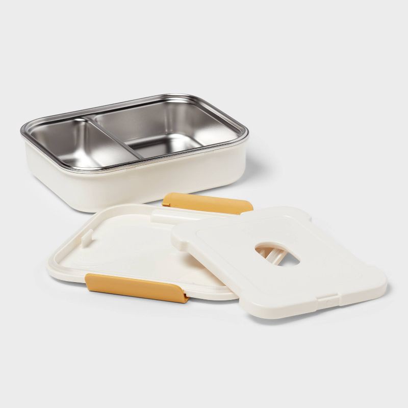 slide 4 of 4, Kids' Flowers Bento Box Cream - Pillowfort™: Leakproof Lunchbox for Kids, Plastic & Stainless Steel, 1 ct