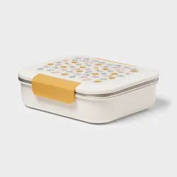 Kids' Flowers Bento Box Cream - Pillowfort™: Leakproof Lunchbox for Kids, Plastic & Stainless Steel