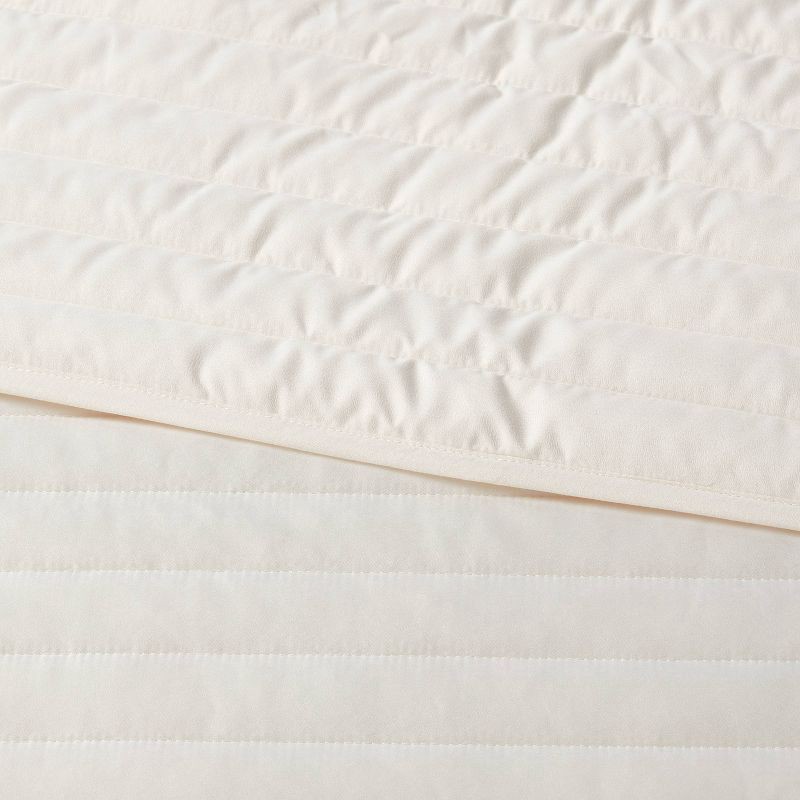 slide 3 of 3, Full/Queen Satin Quilt Ivory - Room Essentials™: Midweight Sateen Coverlet, Machine Washable, OEKO-TEX Certified, 1 ct